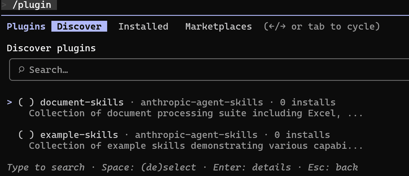 Discover选项下分两类