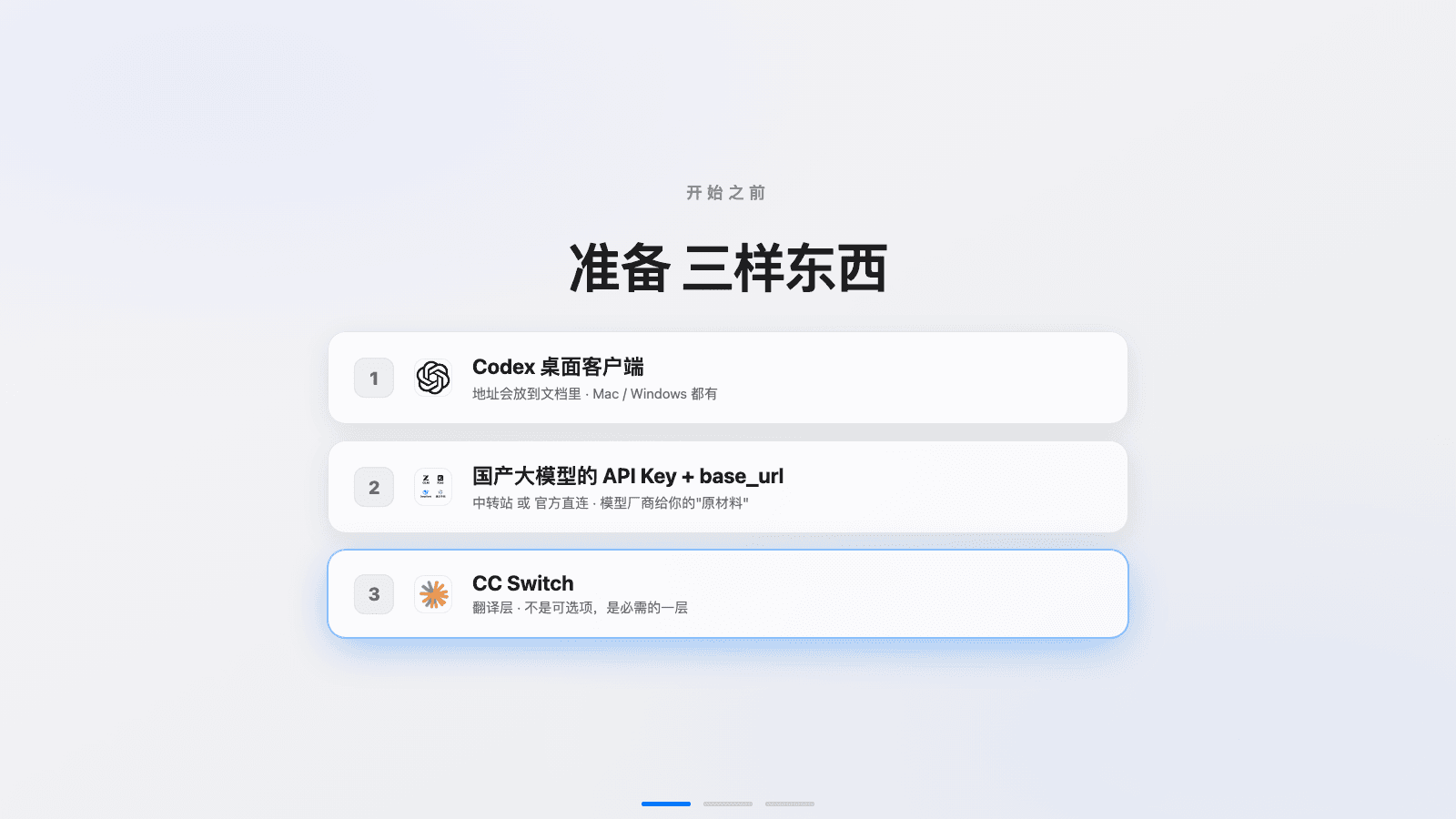 准备三样东西
